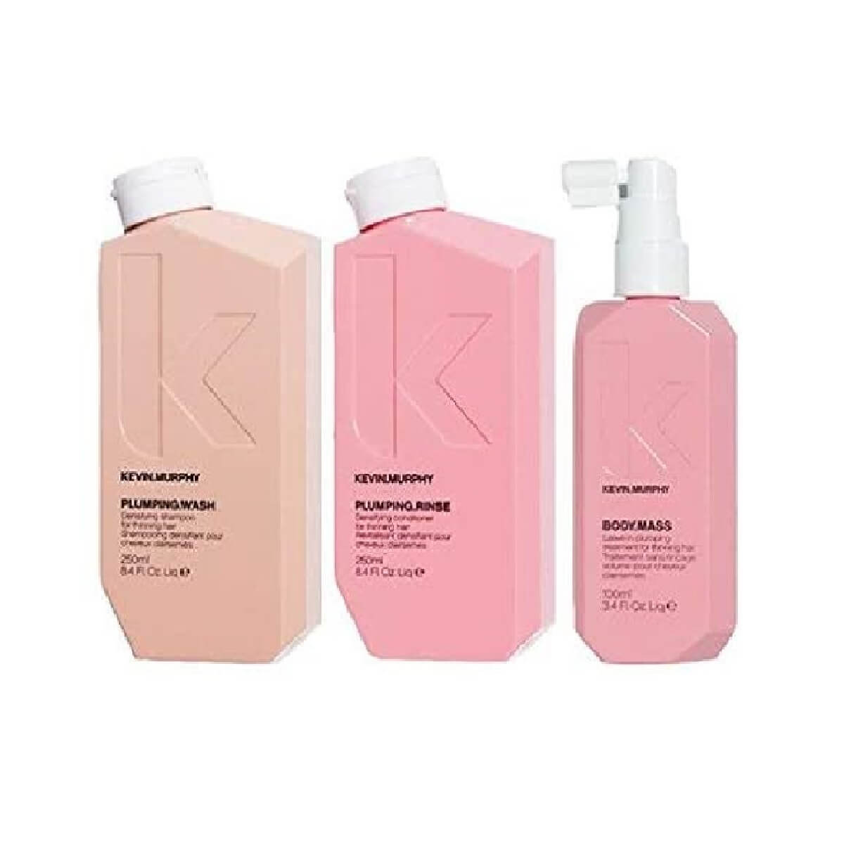 Kevin Murphy Plumping Wash 8.5 oz, Plumping Rinse 8.5 oz & Body Mass 3.4 oz TRIO