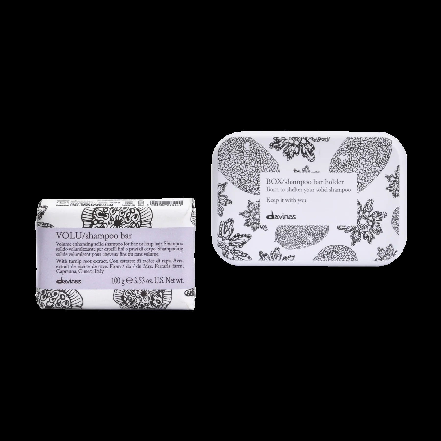 Davines VOLU Shampoo Bar Hydrating Shampoo for Dry and Dehydrated Hair 3.53oz and Case